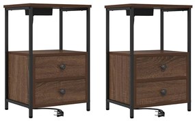 vidaXL Éjjeliszekrény 2 pcs Barna Tölgy 40 x 31 x 60 cm Faanyag