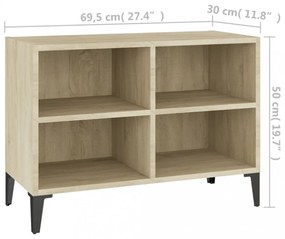 sonoma tölgy színű TV-szekrény fémlábakkal 69,5 x 30 x 50 cm