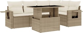 vidaXL 6 részes bézs polyrattan kerti ülőgarnitúra párnával