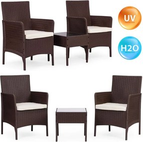 Rattan kerti bútor - 2 szék + asztal szett fekete