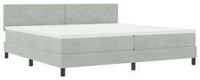 Boxspring Ágy Matrac és LED Fénnyel Világosszürke 200x200 cm Bársonyos