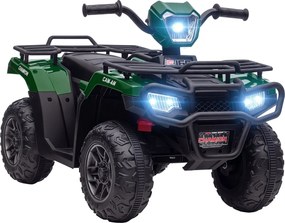 HOMCOM 12V-os Gyerek Quad, Előre-hátrafelé funkcióval, Zenével, MP3-mal, LED Fényszórókkal, 3-5 éves gyerekeknek, Zöld | Aosom