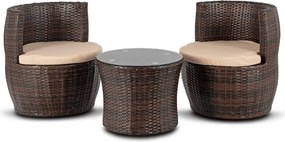 Kerti bútor szett barna/bézs színben – FRIO