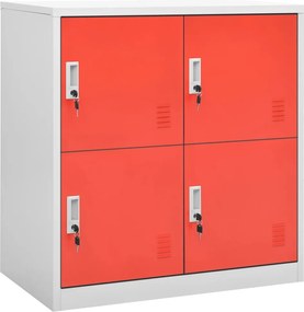 vidaXL világosszürke és piros acél zárható szekrény 90 x 45 x 92,5 cm