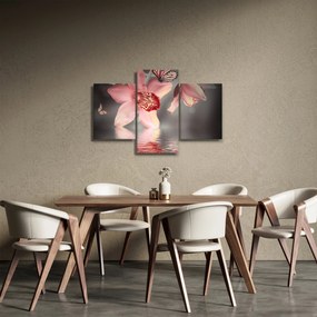 Kép - Virágok és pillangó (90x60 cm)