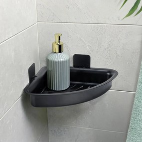 Fekete öntapadós műanyag fürdőszobai polc Parma – Allstar