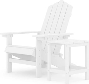 vidaXL fehér HDPE kerti adirondack szék asztallal