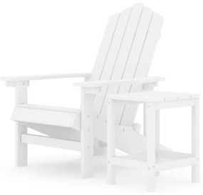 vidaXL fehér HDPE kerti adirondack szék asztallal