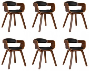 vidaXL 6 db fekete műbőr és hajlított fa étkezőszék