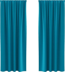 vidaXL Fekete Függöny Gyűrűkkel 2 pcs Türkiz 225 x 140 cm Poliészter