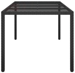 Kerti Étkezőasztal Fekete 190x90x75 cm Polirattan