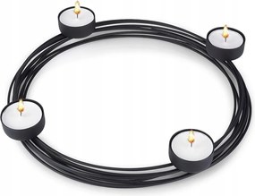 Gyertyatartó Fém fekete állvány kerek gyertya tealight dekorációs asztal