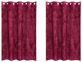 Bársonyfuggönyök 2 db grommet függönnyel Burgundi vörös 175x140 cm