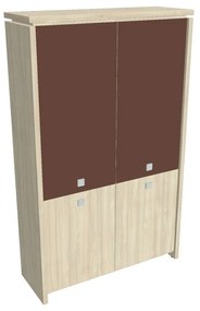 Verno magas szekrény 128 x 46 x 210 cm, kombinált ajtó, akác / barna