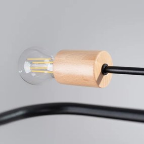 Sollux SL.1671 - Felületre szerelhető csillár TIMBO 8xE27/15W/230V fekete/bézs/bükkfa