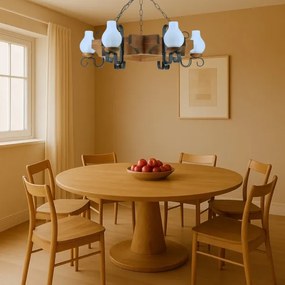 Brilagi - Csillár láncon QUEEN 6xE14/40W/230V bükkfa