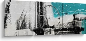 Kép - Türkiz absztrakció (órával) (90x30 cm)