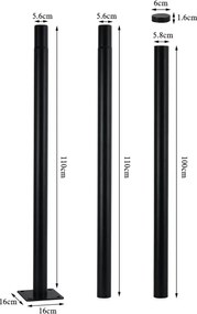 Brilagi - Fémoszlop URBAN kültéri világításhoz, 3 m, fekete