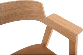 Barna-natúr színű bőr karfás étkezőszék Flip – Gazzda