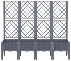 szürke PP rácsos kerti ültetőláda 160 x 40 x 142 cm