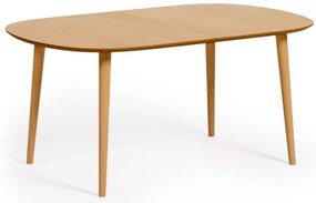 Natúr színű kerek bővíthető étkezőasztal tölgyfa dekorral ø 160 cm Oqui – Kave Home