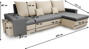 PETR Kinyitható sarokkanapé Krém/szürke