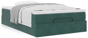 Ottomán ágykeret matraccal sötétzöld 120x200cm bársony