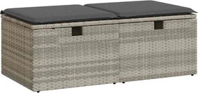 vidaXL 2 részes világosszürke polyrattan akácfa ülőgarnitúra párnákkal