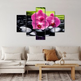 Kép - Rózsaszín orchidea pálmalevéllel (150x105 cm)