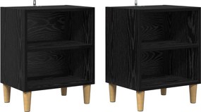 vidaXL Ágyat tartó szekrény 2 pcs Fekete tölgy 40 x 30 x 50 cm Faanyag