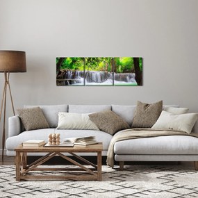 Kép egy vízesésről Kanchanaburiban, Thaiföldön (órával) (90x30 cm)