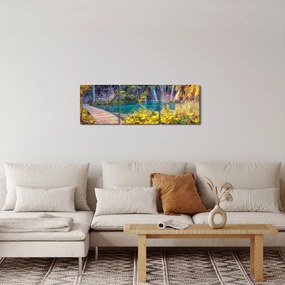 Kép - Plitvicei-tavak, Horvátország (órával) (90x30 cm)