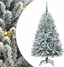 vidaXL Mű karácsonyfa 150 LED-del Zöld és Fehér 150 cm PVC és fém
