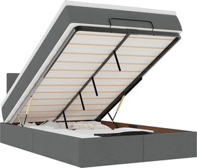 vidaXL sötétszürke szövet ottomán ágy matraccal & LED-ek 120x190 cm