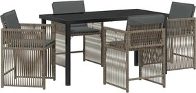 vidaXL Kert étkező szett 5 pcs Szürke polirattan