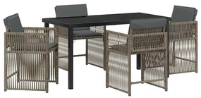 vidaXL Kert étkező szett 5 pcs Szürke polirattan