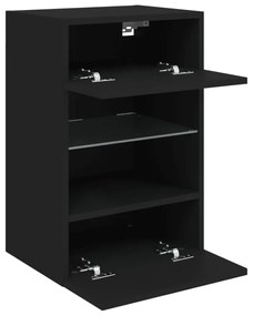 fekete fali TV-szekrény LED-világítással 40x30x60,5 cm