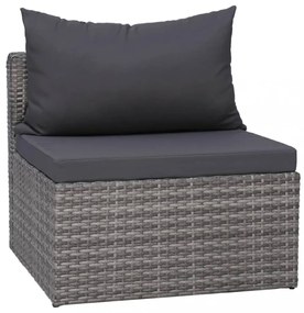 4-részes szürke polyrattan kerti ülőgarnitúra párnákkal