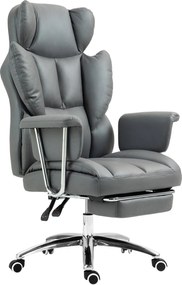 HOMCOM Irodai Szék Relaxáló Funkcióval, Ergonomikus Íróasztali Szék, Magasságban Állítható Forgószék Lábpihentővel, Párnázott, 120 kg Teherbírásig, Ir