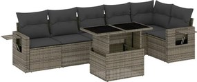 vidaXL 7 részes szürke polyrattan kerti ülőgarnitúra párnákkal