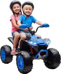 AIYAPLAY Elektromos gyermek quad, 24 V-os elektromos jármű 4 kerékkel, fényszórókkal, USB porttal, MP3, kék
