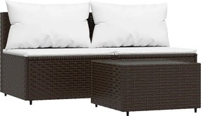 vidaXL 3 részes barna polyrattan kerti ülőgarnitúra párnával