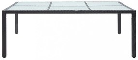 fekete polyrattan kültéri étkezőasztal 200 x 150 x 74 cm