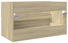 sonoma tölgy színű szerelt fa mosdószekrény 80 x 38,5 x 45 cm