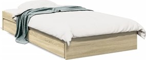 vidaXL sonoma tölgy színű szerelt fa ágykeret fiókokkal 100 x 200 cm