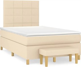 vidaXL krémszínű szövet rugós ágy matraccal 120 x 200 cm