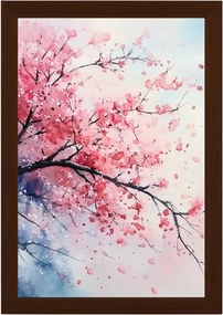 Poszter Keret Fa Akvarell Ázsia Japán Keleti Cseresznye Sakura 40x60