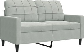 vidaXL kétszemélyes világosszürke bársony kanapé 120 cm