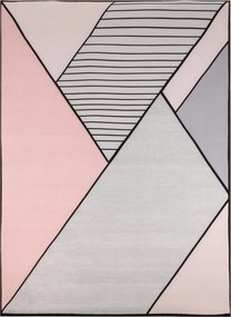 Rózsaszín Szőnyeg 220X160 Hálószoba Nappali Geometrikus Csúszásgátló Rózsaszín Bcf