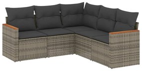 5 részes szürke polyrattan kerti ülőgarnitúra párnákkal